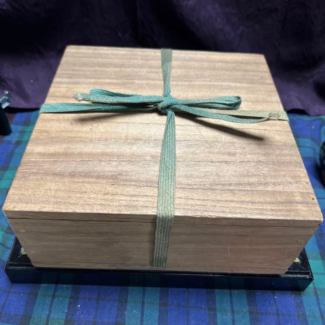 古九谷五彩手花鳥松竹文口紅　手捻り　柿右衛様式　江戸時代　合箱　美品