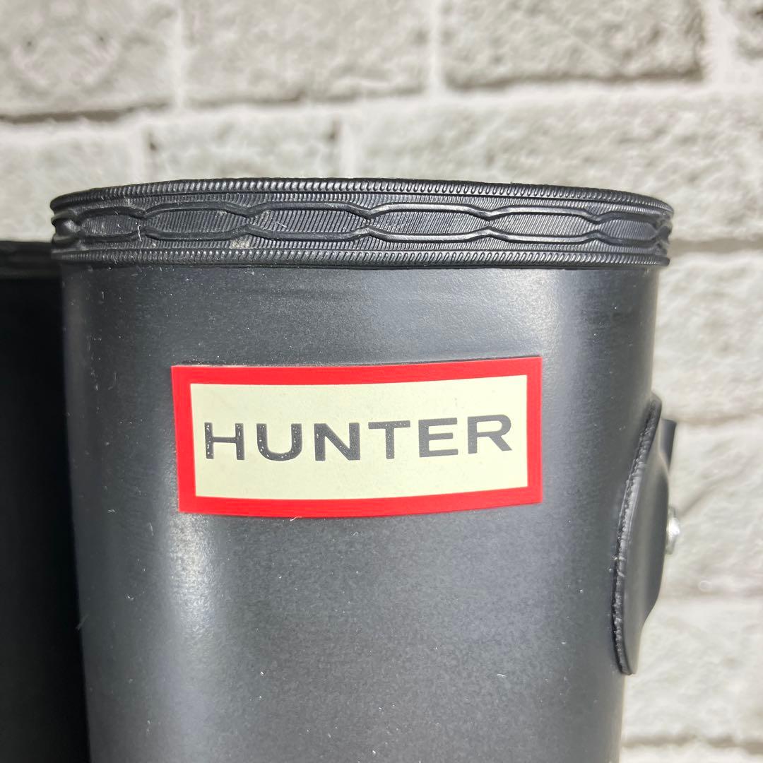 【試着程度】HUNTER レインブーツ 黒 ロング ラバー レディース UK6