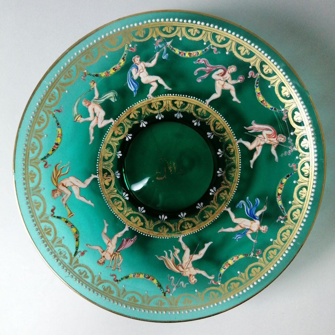 イタリア　ベネチアングラス　ヴェネツィア　ムラノ　エナメル彩　金彩　皿　ボウル