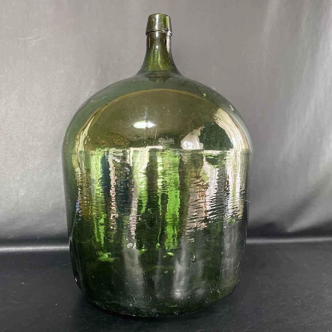 昭和レトロ 特大デミジョンボトル ガラス瓶 緑 花瓶 アンティーク 高さ47cm