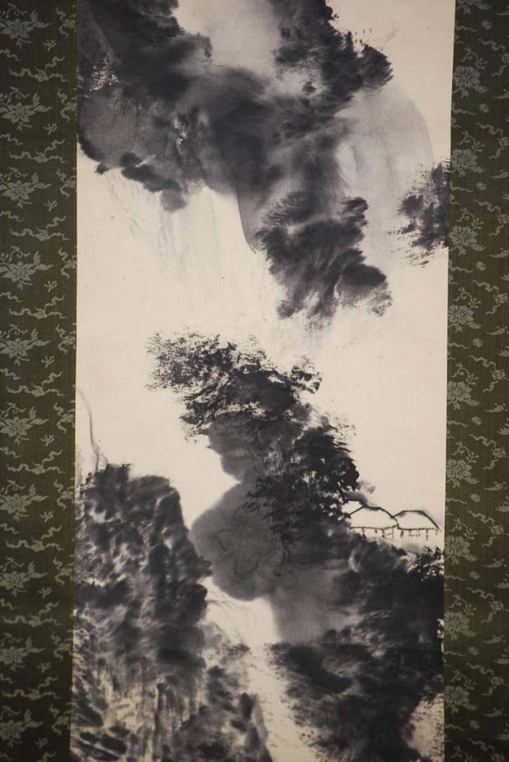 真作/川端玉章/山水幽居図/絹表装/布袋屋掛軸HB-761