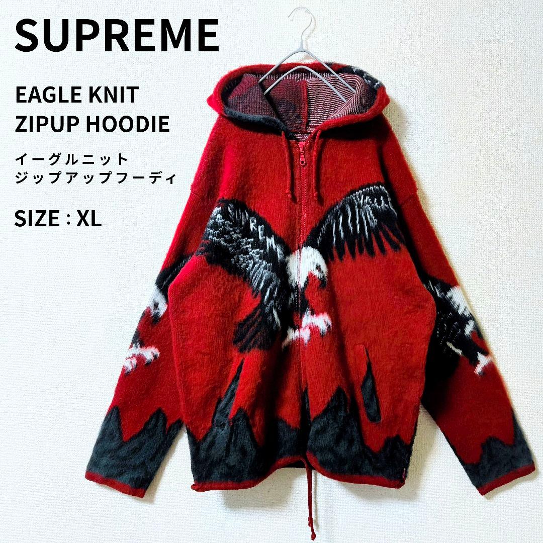 シュプリーム イーグル ニット ジップアップ フーディ パーカー XL
