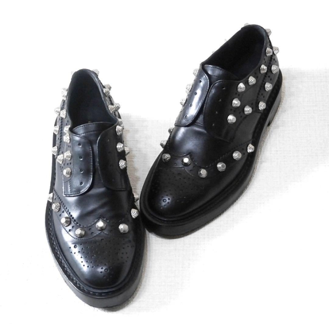 BALENCIAGA（バレンシアガ） ブラックレザー スタッズ ドレスシューズ
