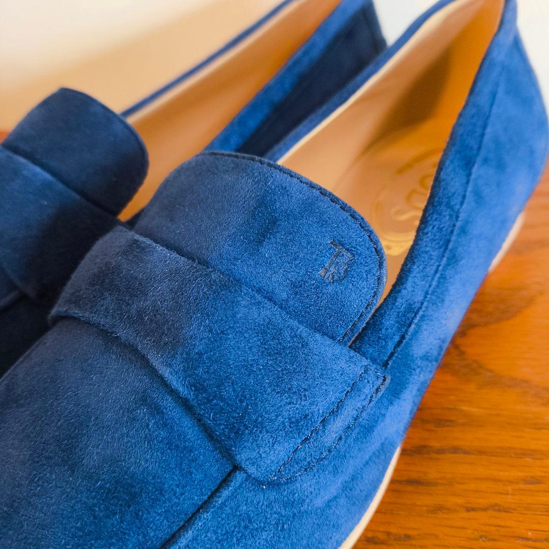 meGU　トッズ　レディース　ローファー　スウェード　ブルー　38 1/2