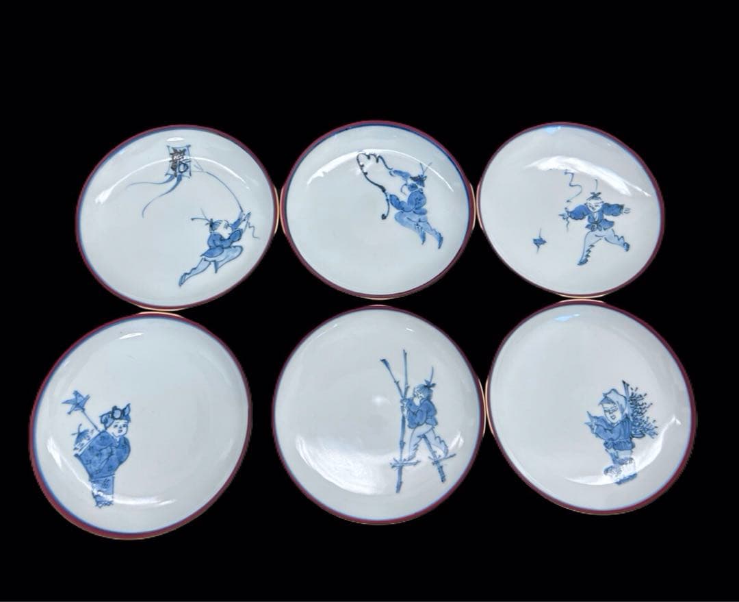 清水焼 京焼 平安瑞昭造 珈琲碗　6客セット 人物絵 大野瑞昭　 -315-