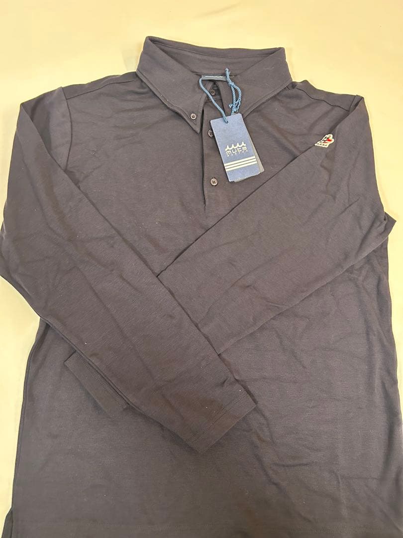 定価18000円　ムータマリン　ダークブルー 長袖ポロシャツ 新品タグ付き