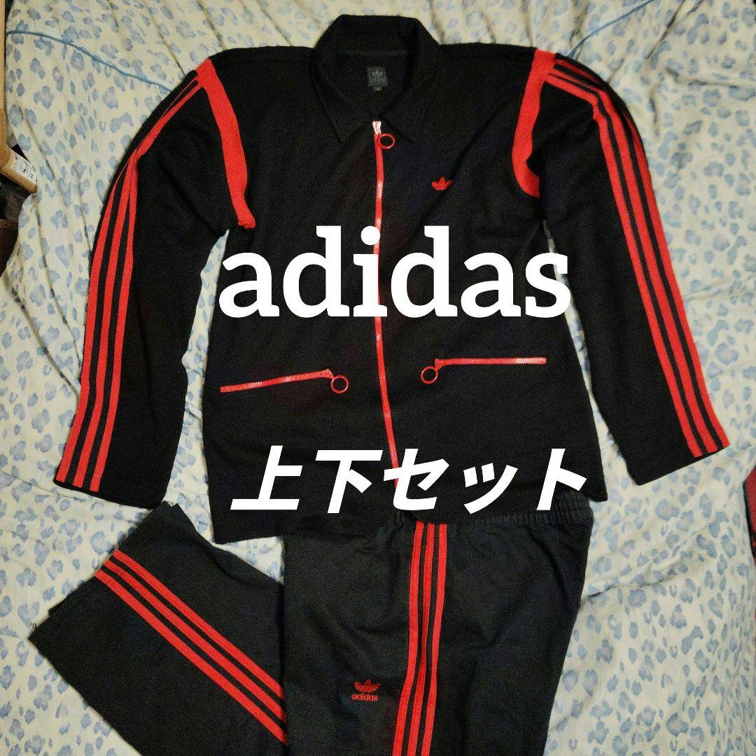 ち*け様 adidas originals ジャージ上下 セットアップ 黒/赤