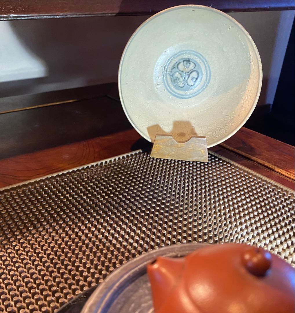 中国汕頭・スワトウ染付絵皿　鑑賞台付 沈船品・ヴィンテージ　レア ・台湾茶器