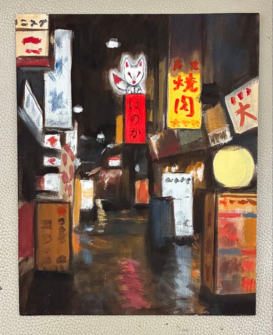 合作アクリル画　イワフネカナメ x モモ