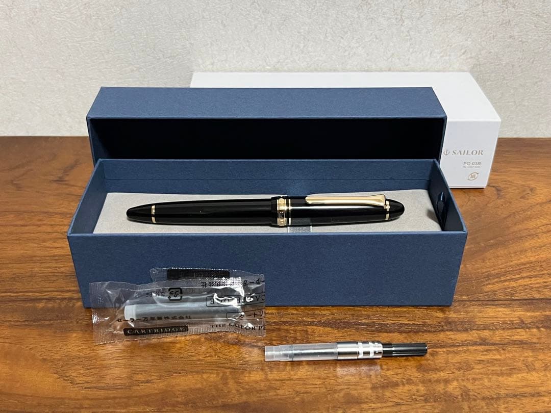 セーラー万年筆プロフィットライト ブラックGT EF極細 コンバーター付き 美品