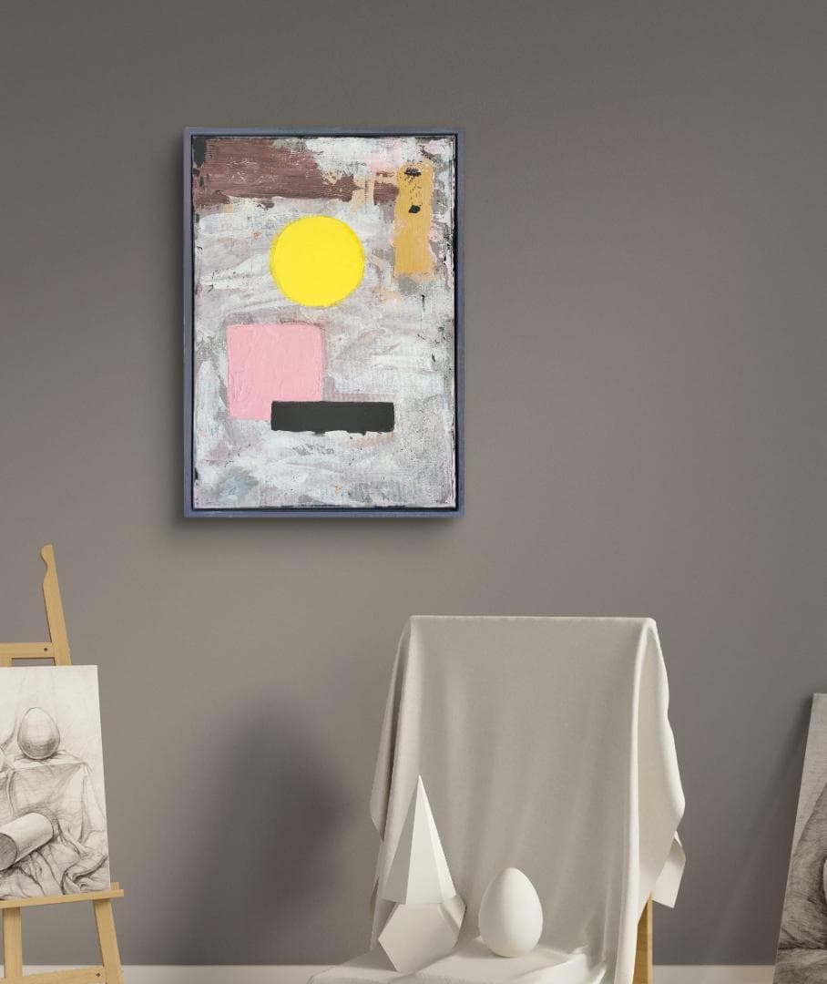 理想的な配置/ 抽象画 キャンバス 額セット 44×32㎝ 原画1点のみ モダン