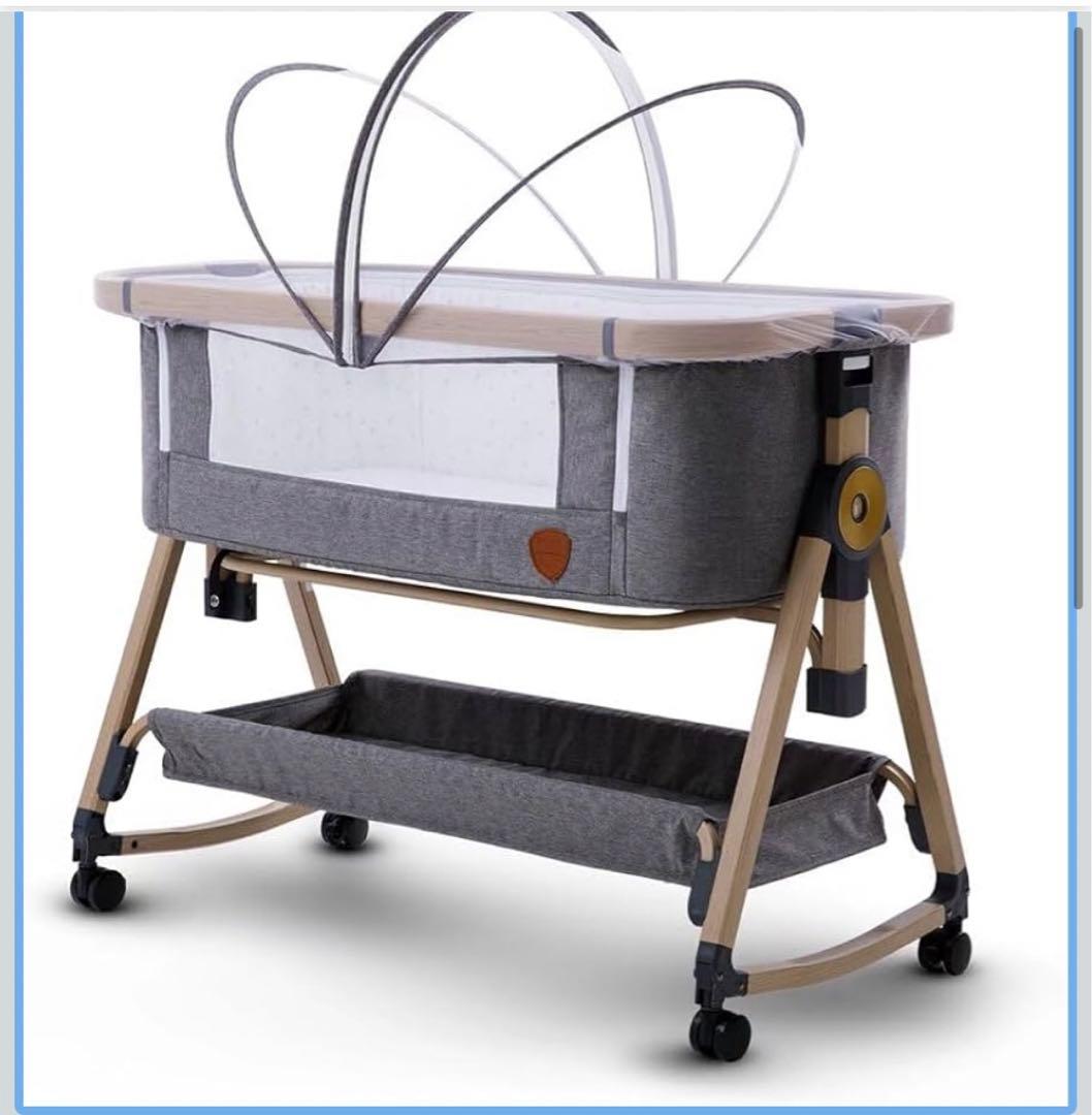 値下！【美品】HZDMJ 折りたたみ式ベビーベッド グレー 2022年購入