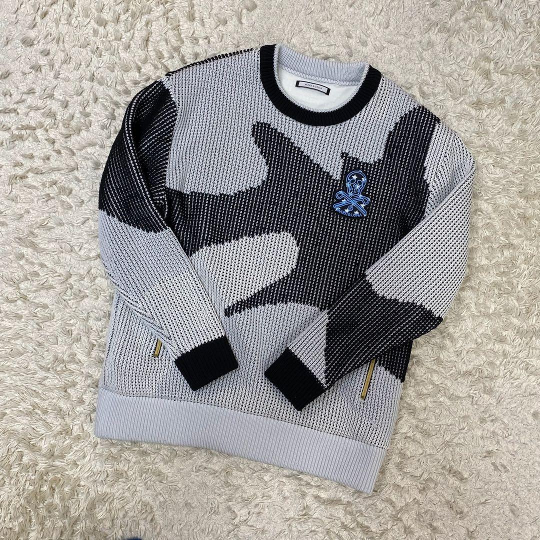 マークアンドロナ 裏地付 ニットセーター グレー系 ゴルフウェア 48