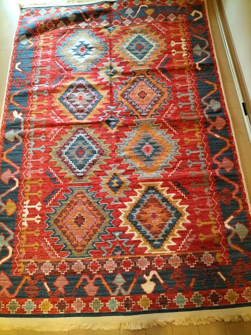 １点のみ120*180cmトルコキリム　ラグマット幾何学模様のラグ