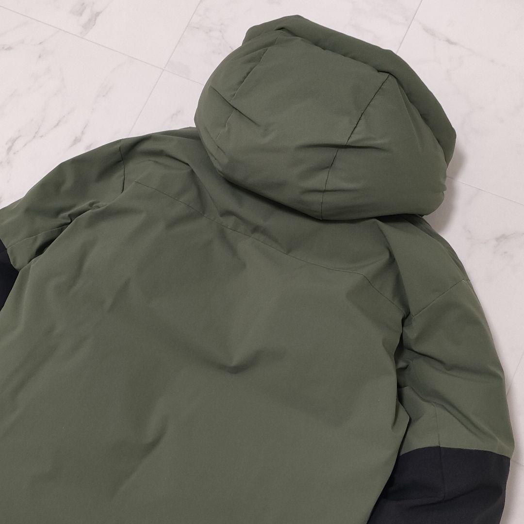 ファーストダウン　別注　パネルショートダウンジャケット　フード　カーキ　Mサイズ