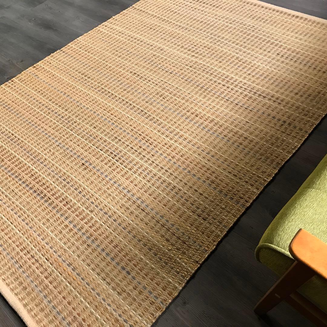 超レア 143x204cm 1.5畳 麻と水草 ラグ ラグマット 夏用 平織り