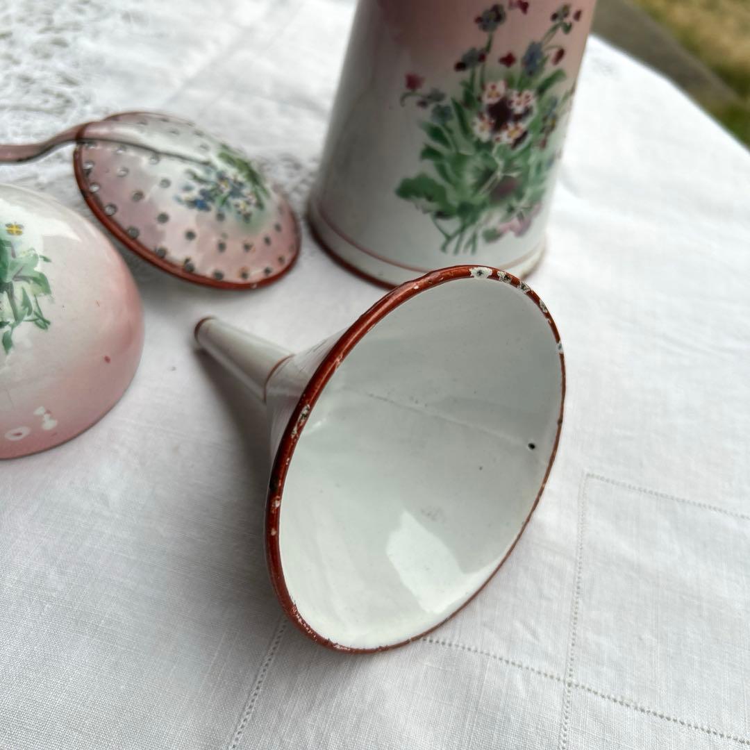 フランスアンティーク　japy 忘れな草のホーローウェディングセット