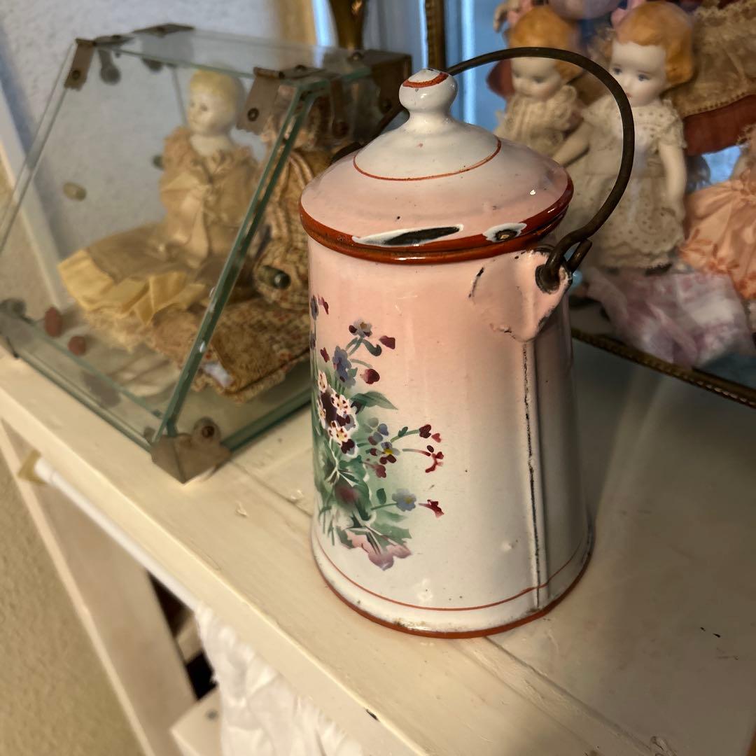 フランスアンティーク　japy 忘れな草のホーローウェディングセット