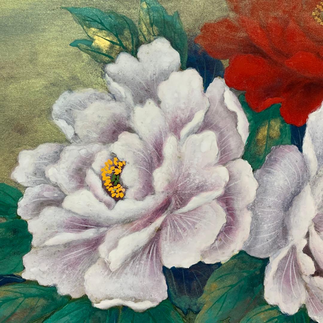 絵画　額装　日本画肉筆　真作　武井篤胤『富貴花』10号