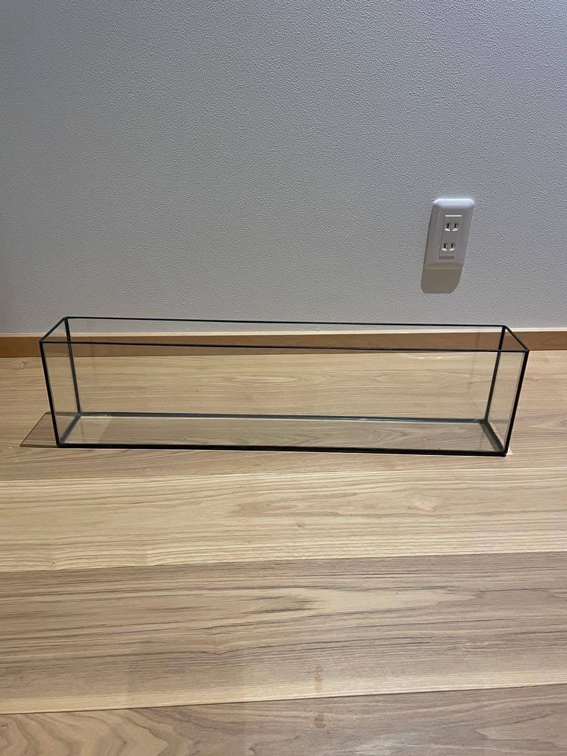 【希少】未使用)ガラス花瓶フラット水槽　横幅60.5cm縦9cm高さ15.5cm