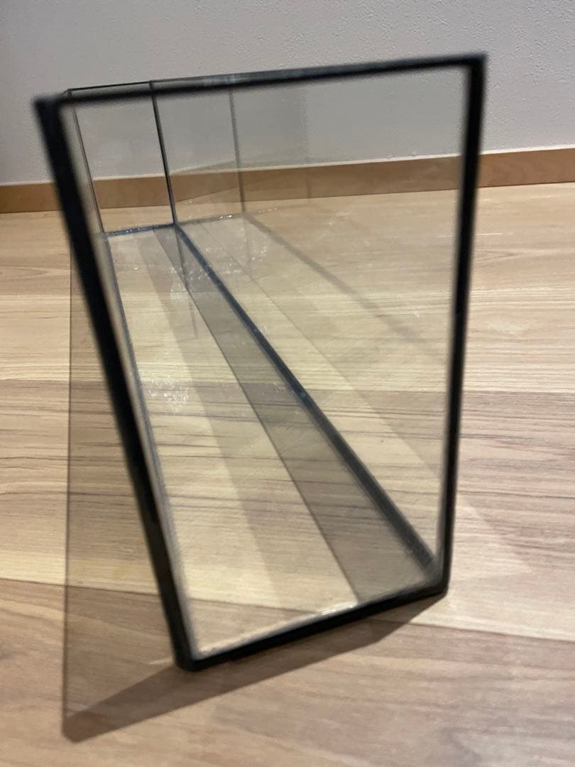 【希少】未使用)ガラス花瓶フラット水槽　横幅60.5cm縦9cm高さ15.5cm