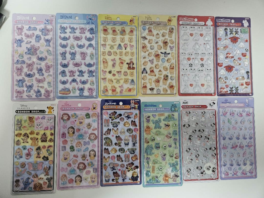 【kk】ボンボンドロップシール　ディズニー12枚、プチドロップ1枚
