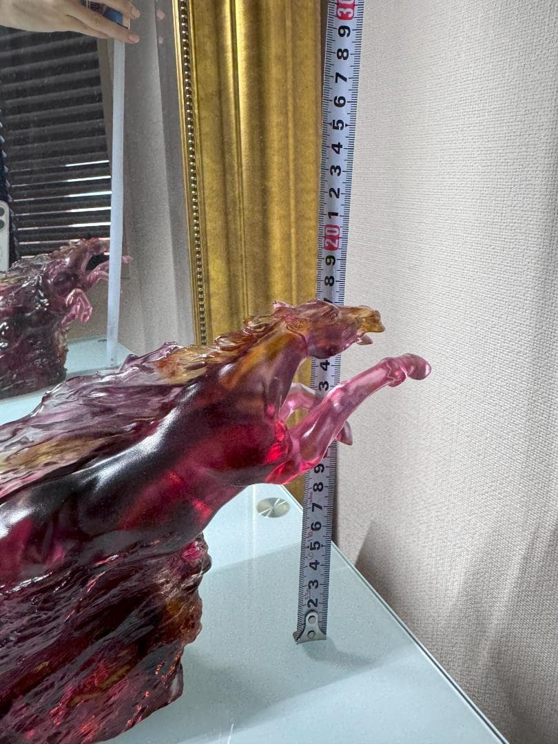 琉璃工房　LIULI　馬　赤　置き物　ガラス