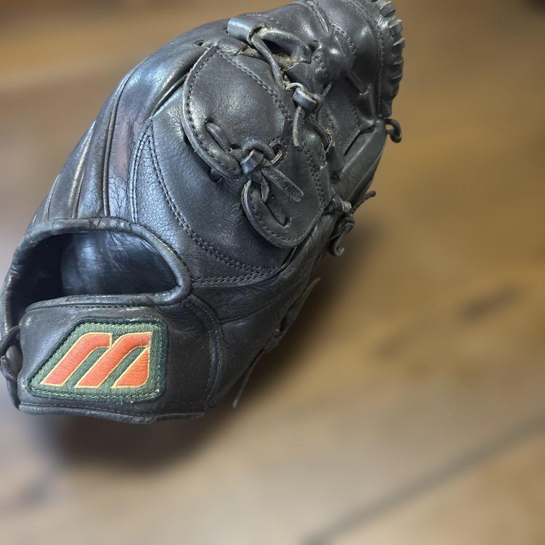 90'Sミズノ ビューリーグ 硬式グローブ 旧Mラベル 赤ビュー 日本製 黒