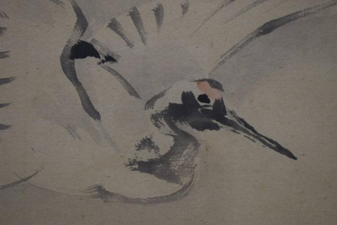 模写/佐伯岸駒/鶴図/双幅/布袋屋掛軸HG-236