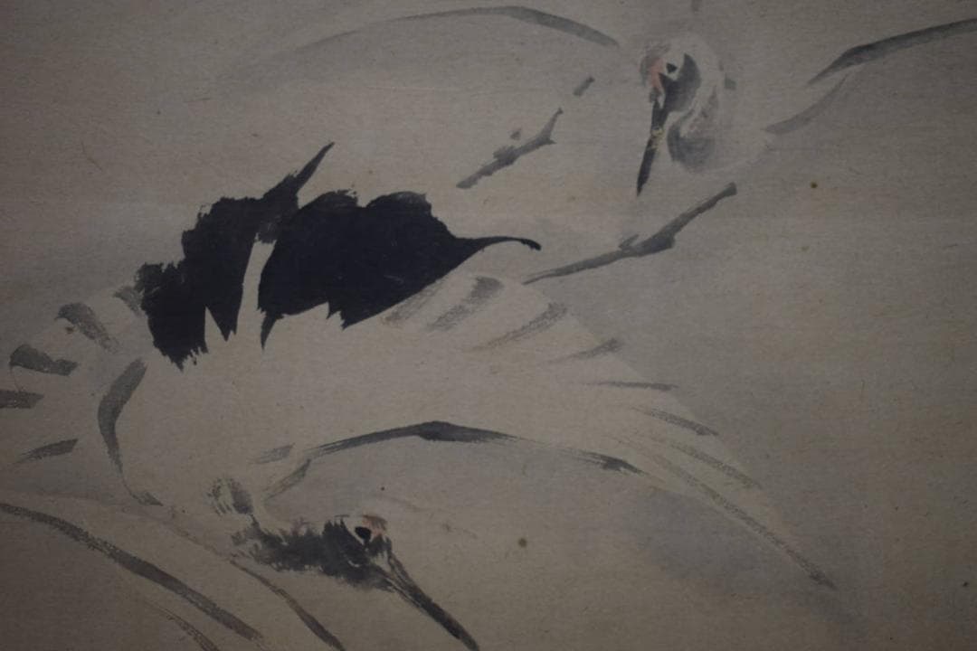 模写/佐伯岸駒/鶴図/双幅/布袋屋掛軸HG-236