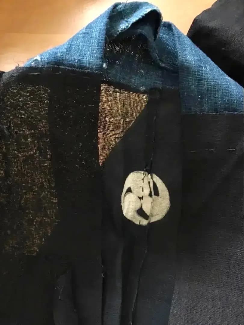 Antique Kimono 藍麻上布 武士Busi Samurai 江戸期前後