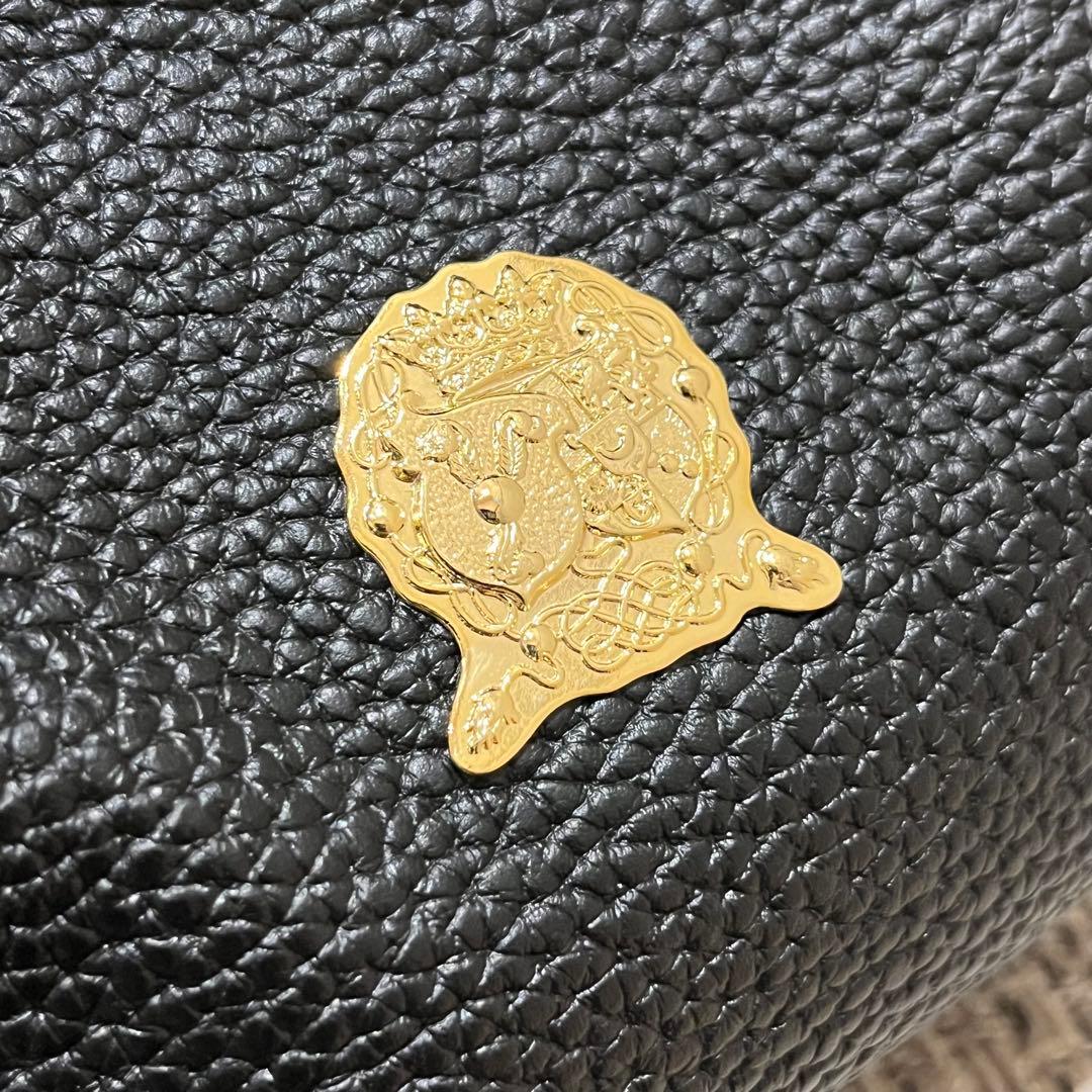 未使用品　A.D.M.J ハンドバッグ　シボ革　金具　ブラック　レザー　黒