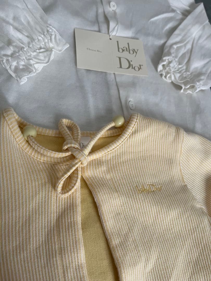 新品未使用90cm baby Dior イエロー ストライプロンパース
