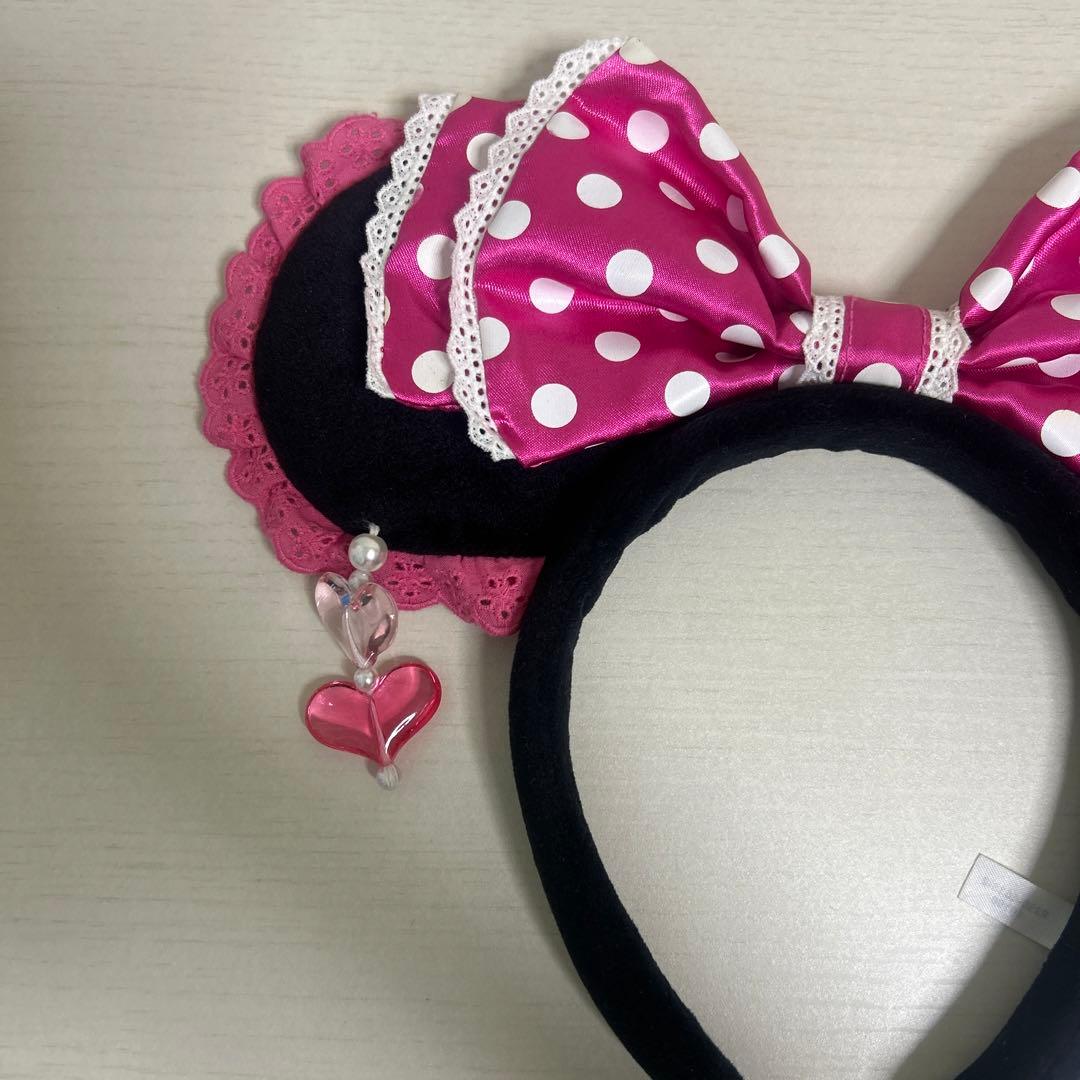 ディズニー　カチューシャ　ミニー　ピンク　イヤリング