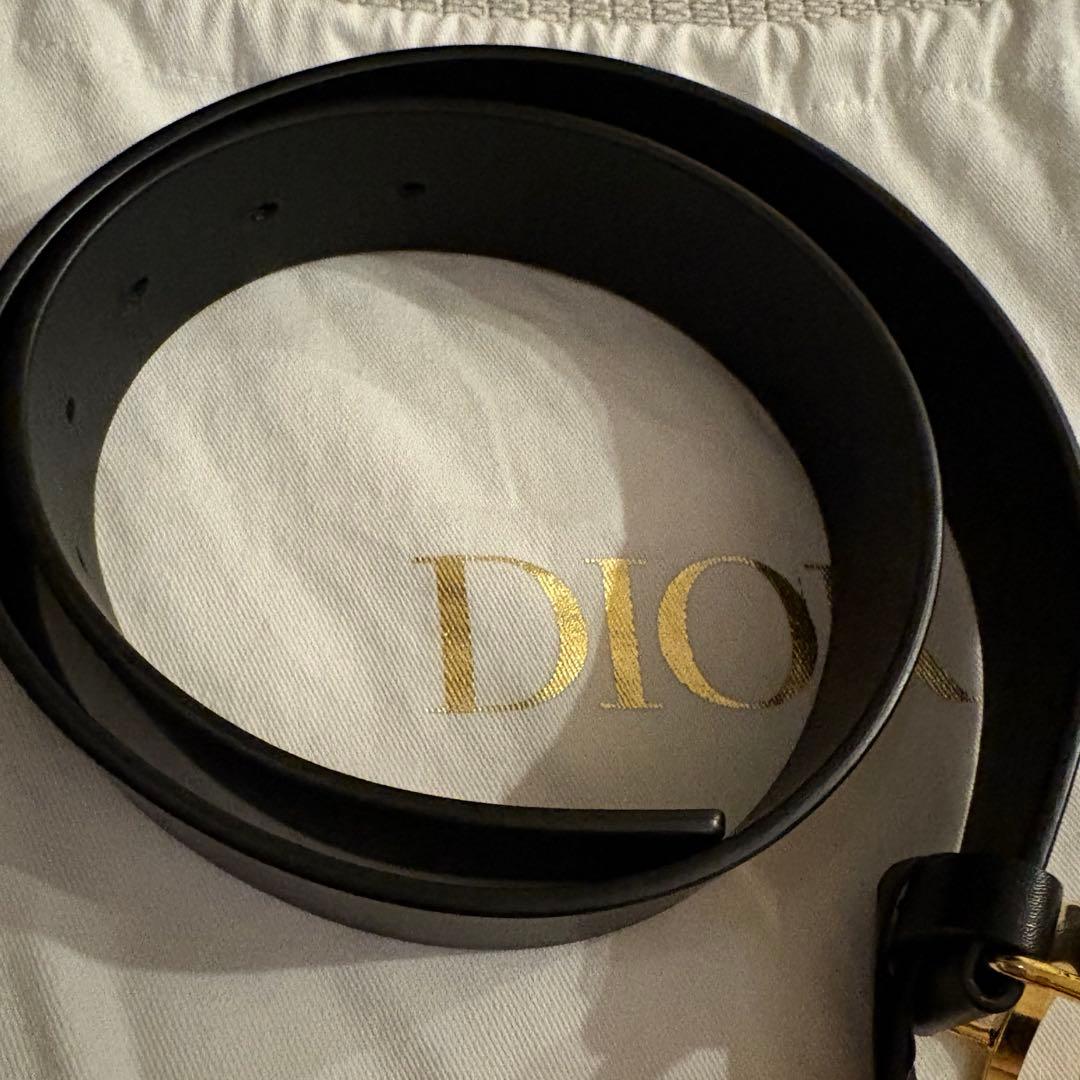 Dior 黒 レザー ベルト 金色バックル　ベルト70