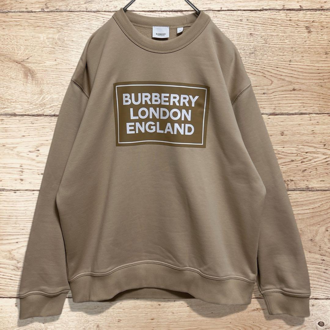 《極美品》Burberr☆ロゴスウェット トレーナー ビッグロゴ ベージュ L