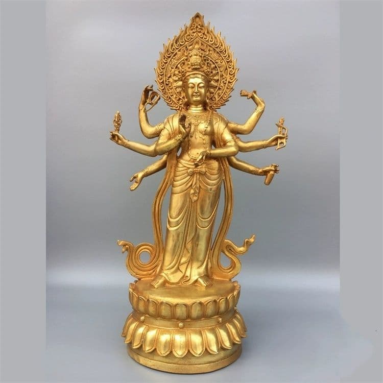 仏教美術 仏像 八臂観音菩薩仏像 家内 仏堂供仏 銅製品 工芸品 置物