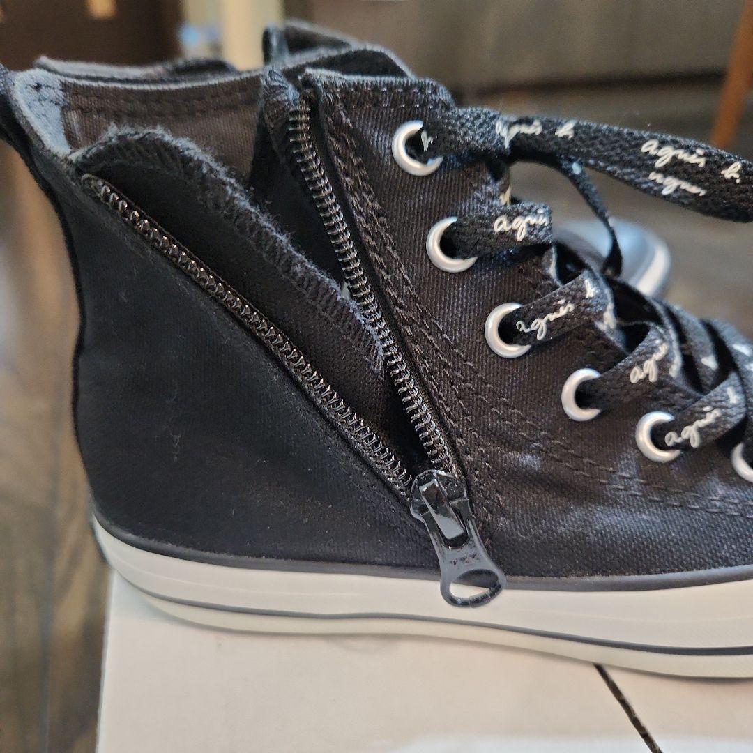 アニエスベー×コンバース キッズ ハイカットスニーカー　チャック付き　　19cm