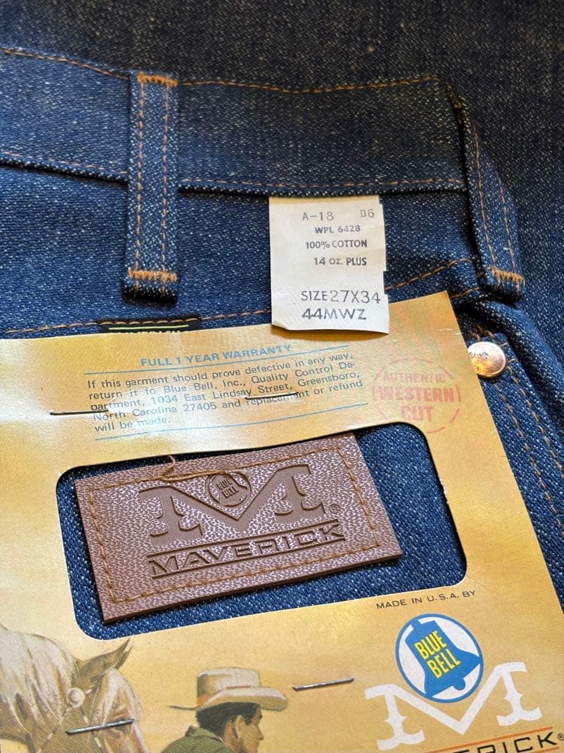 デッドストック 1970~80‘s MAVERICK350DENIM 44MWZ