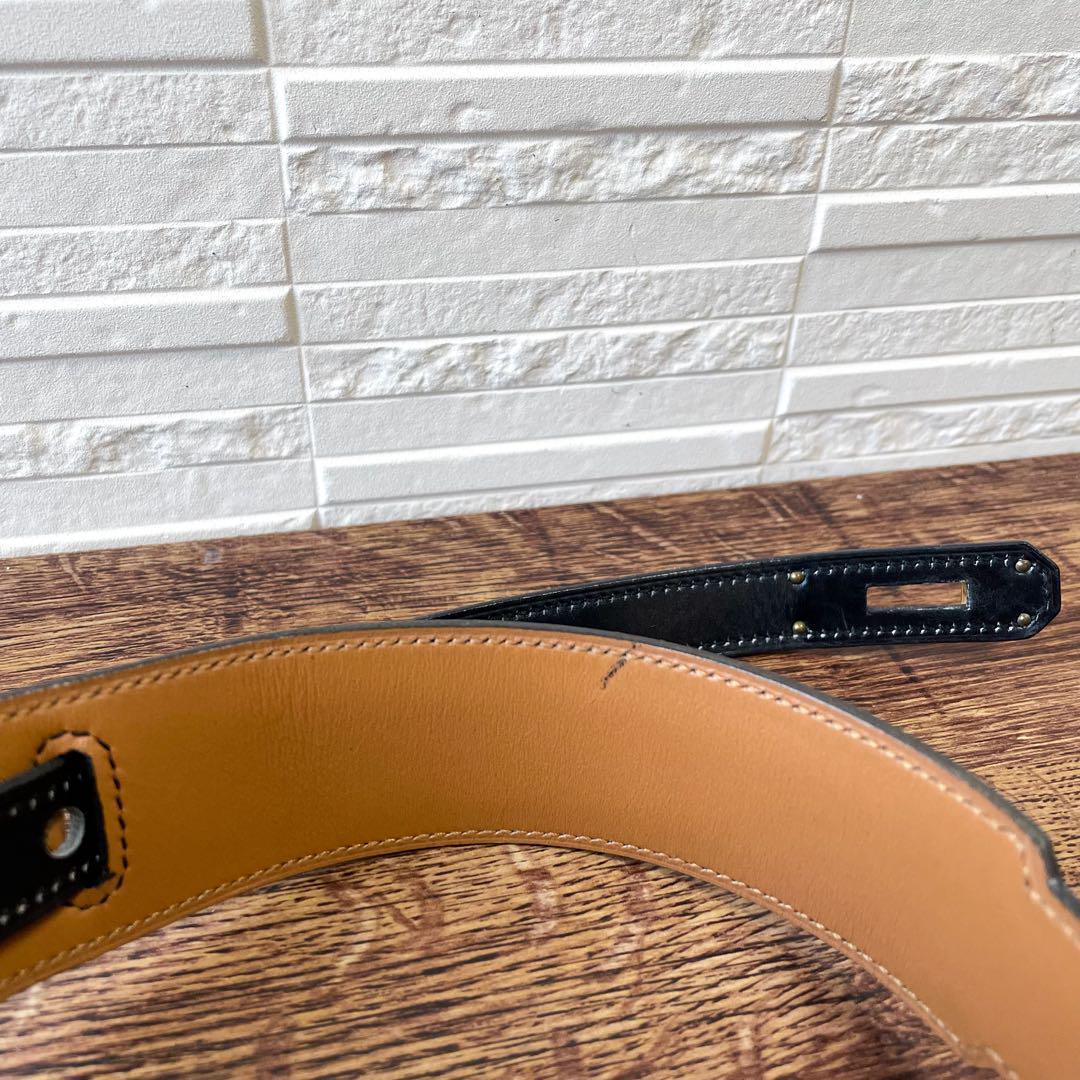 良品 エルメス ケリー ベルト レザー ゴールド 金具 ターンロック