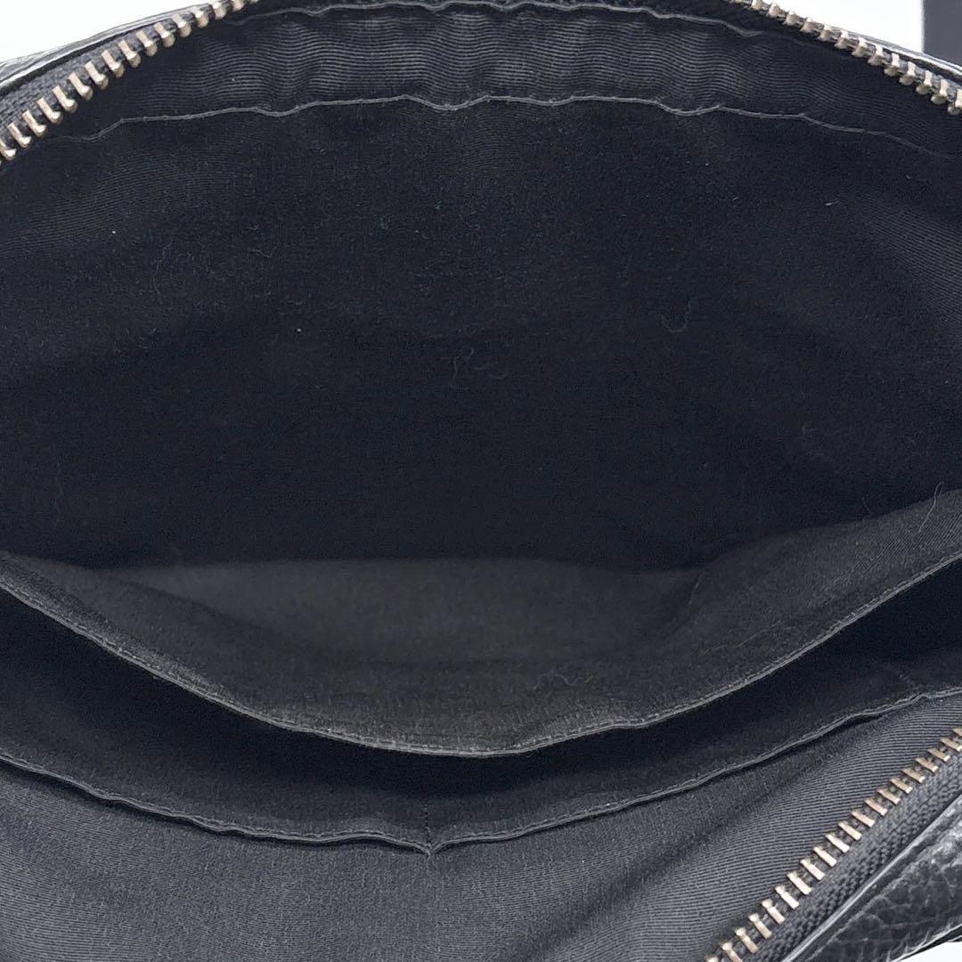 美品✨コーチ ショルダーバッグ チャールズ シボ革 シルバー金具 ブラック