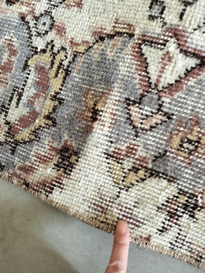 超大判/ベージュと淡いグレーのヴィンテージラグ　雅姫さんNo.636