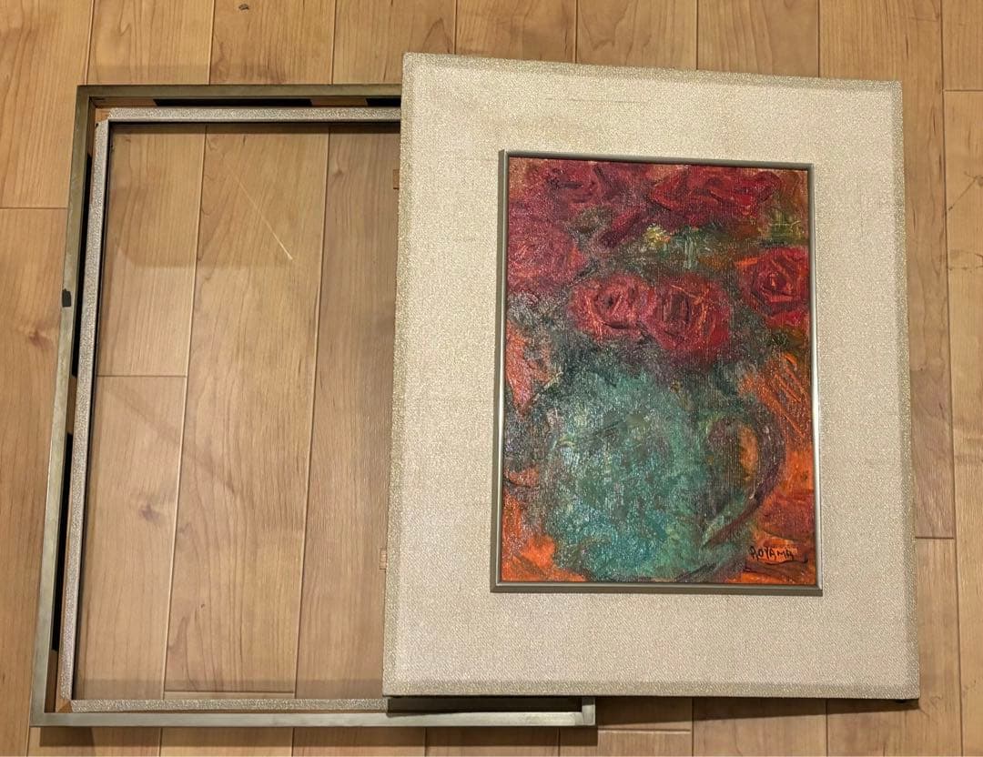 油彩 4号 青山義雄 ばら 淀画廊 国画会 直筆サイン 師マティス 油絵 絵画