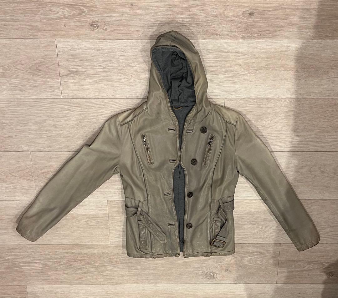 GIORGIO BRATO　レザー　ライダース　ジャケット　フード