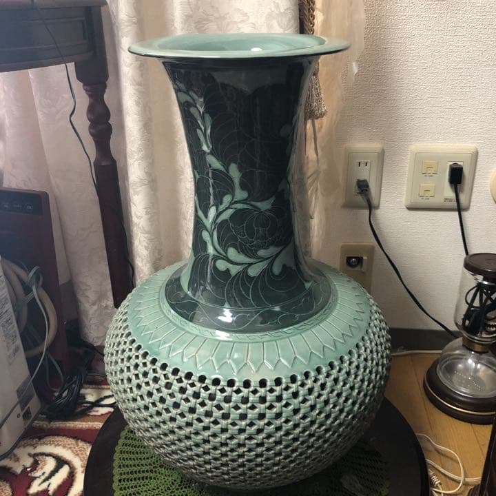 韓国 高麗青磁 芸泉陶芸研究院 池明九 作  高さ約50cm