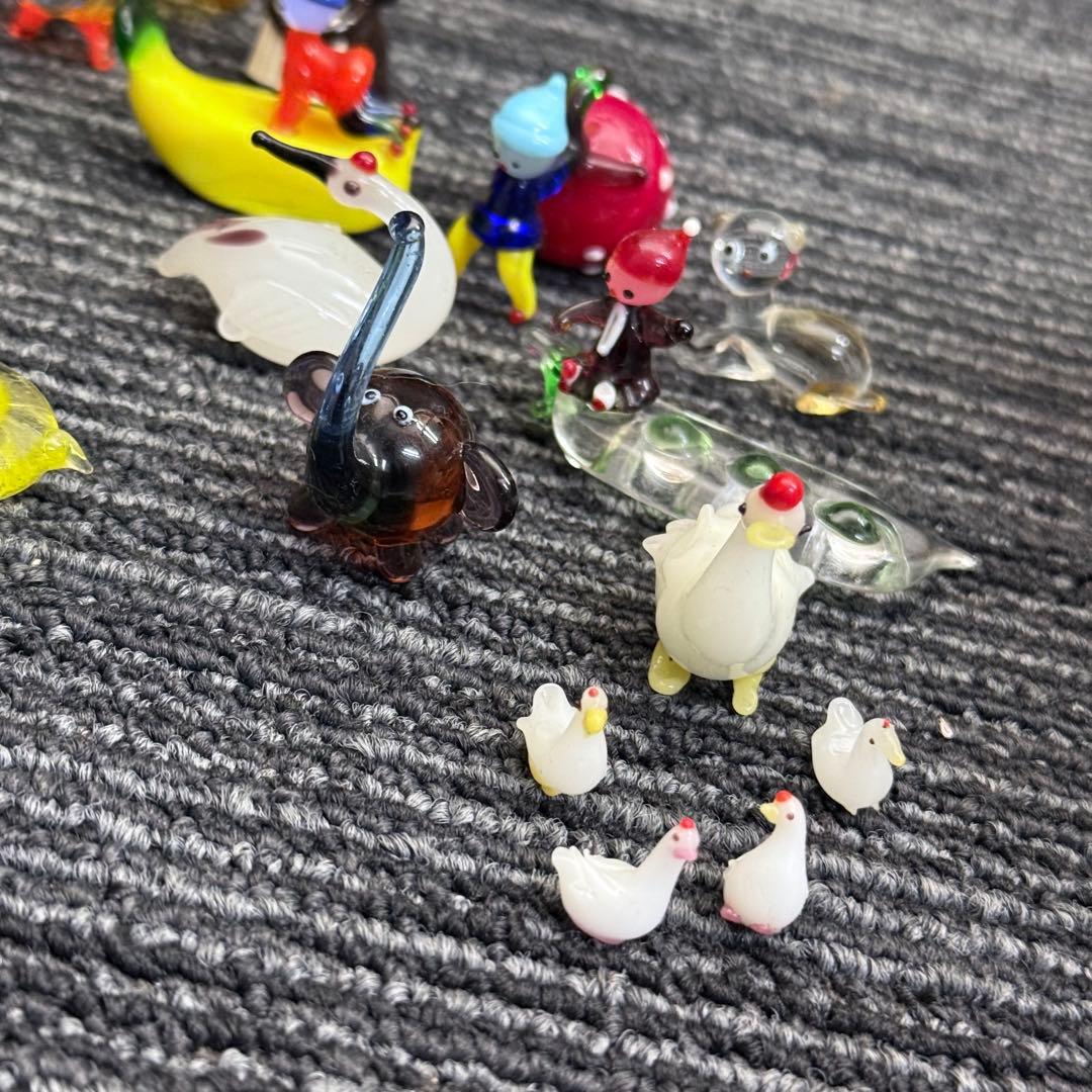 ガラス 細工 ミニチュア 小物 インテリア レトロ 動物 鶴 犬 アヒル