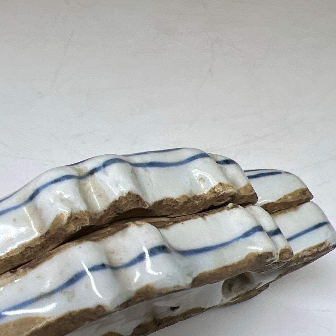 中国明時代　古染付魚文香合　木箱付　幅約9㎝　東Y8-0203①タルサ