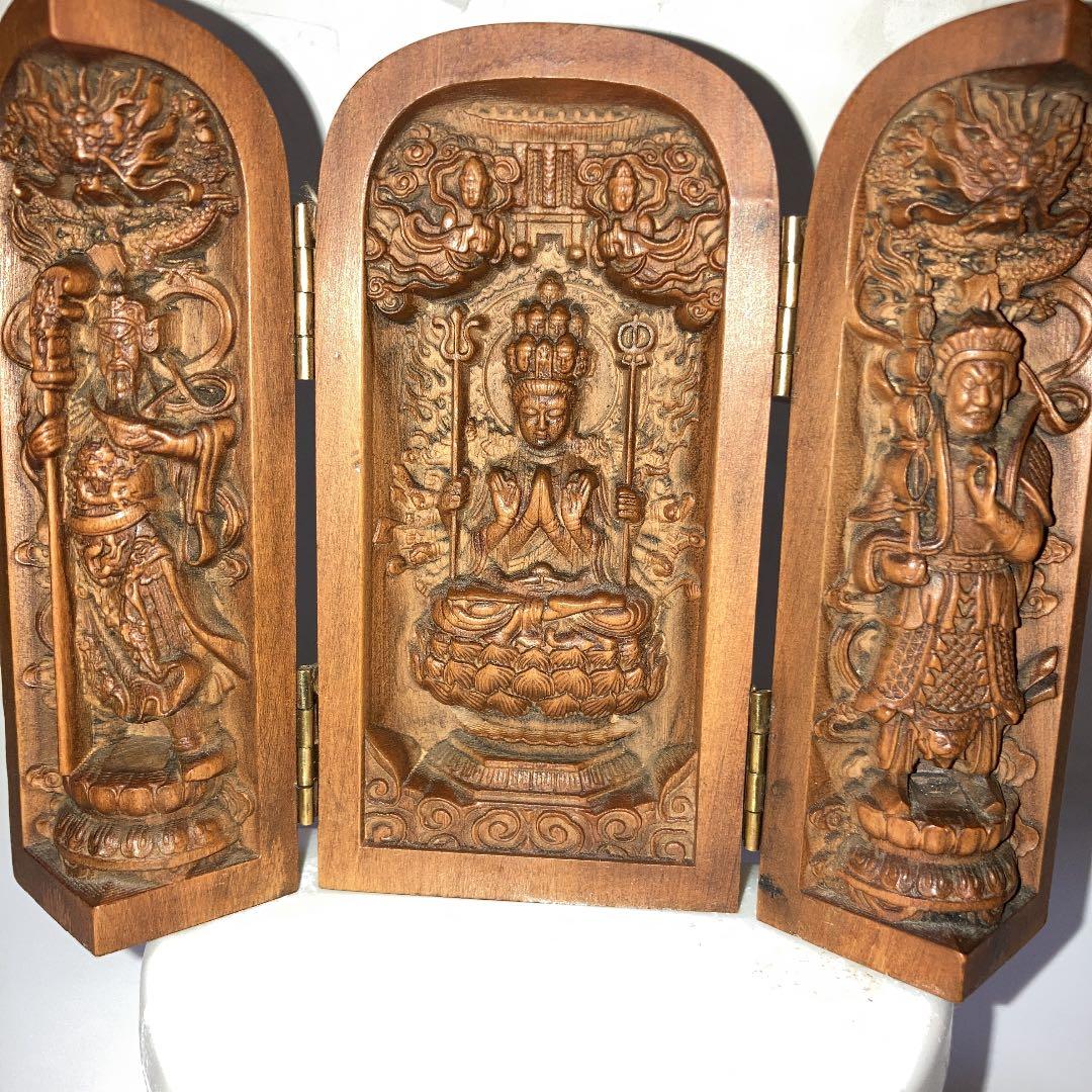 骨董仏像木造逗子入り十二支御守り本尊、千手観音阿弥陀如来不動明王大日如来レア希少