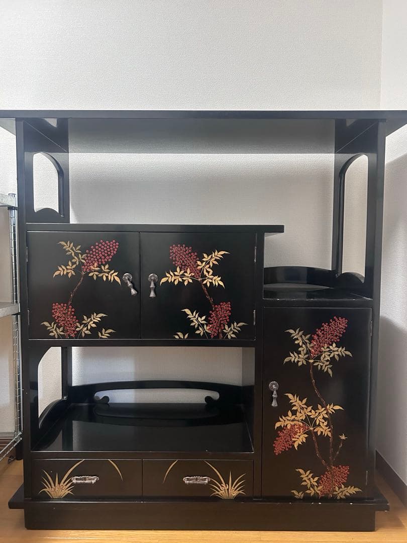 アンティーク 和家具 飾り棚 茶棚 キャビネット 漆塗り