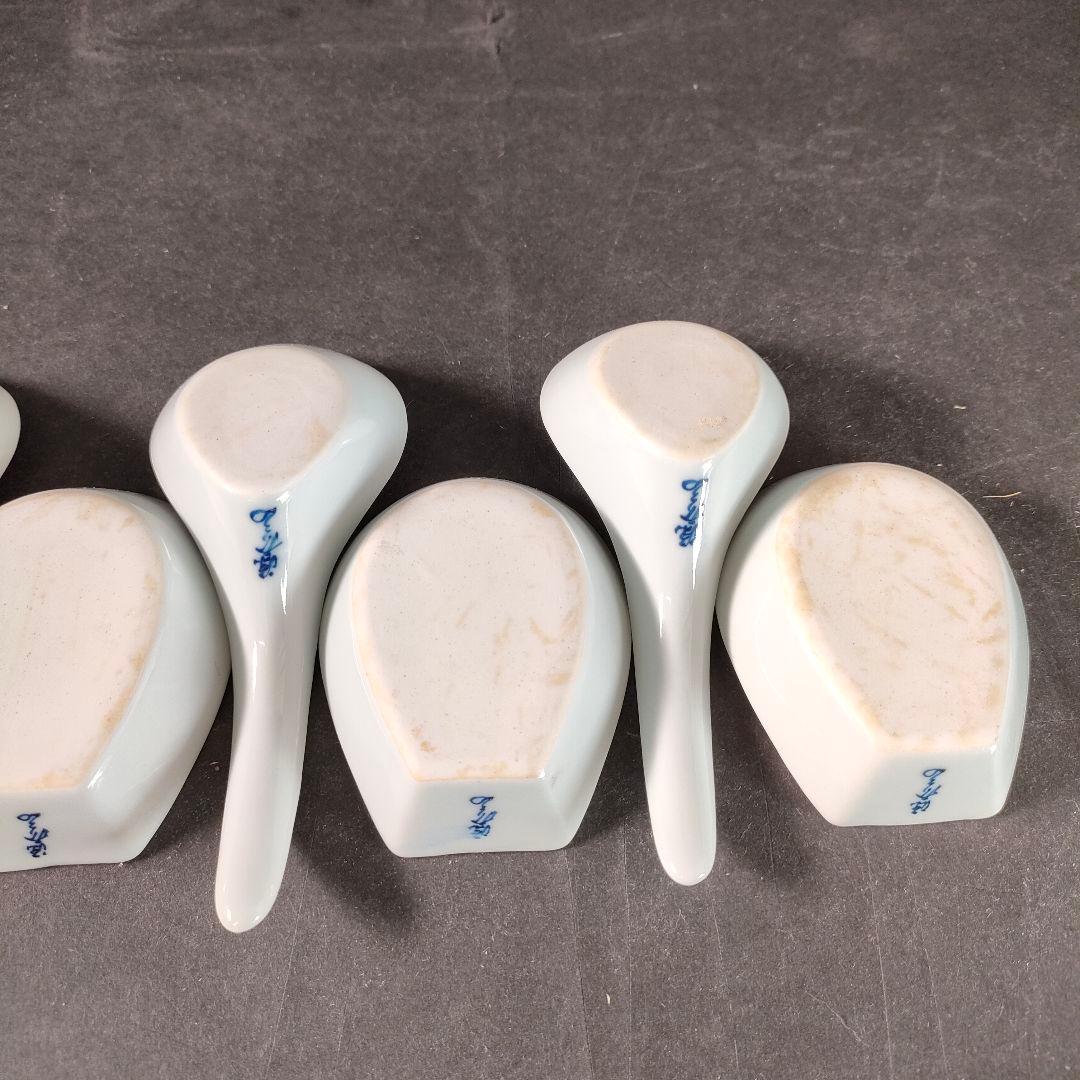 C1-6/源右衛門窯/染付牡丹絵5客組/共箱/蓮華/懐石道具